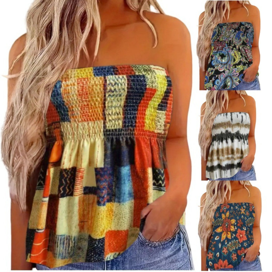 Heidi Mode | Damenmode drucken sexy Tube Top aus der Schulter