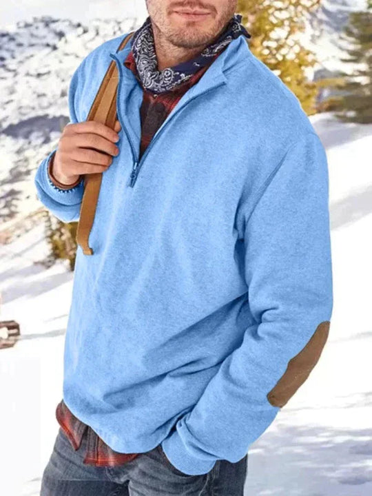 Heidi-Mode | Pullover Warmer Pullover mit Patches und V-ausschnitt Reißverschluss