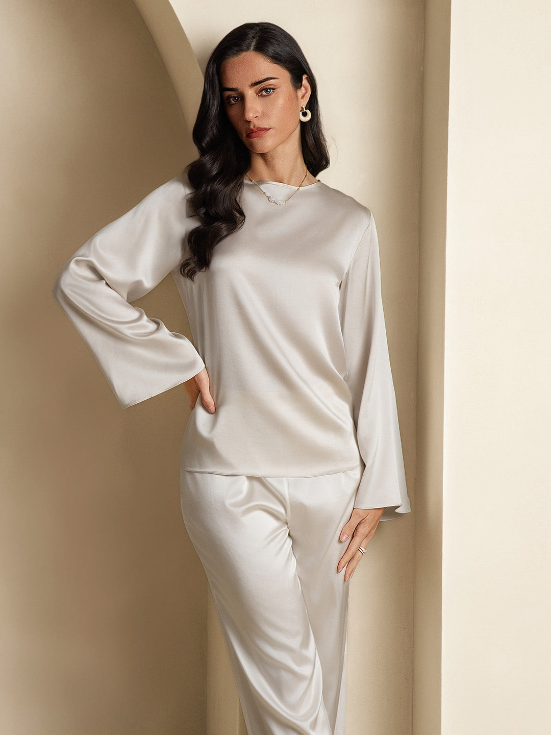 Heidi-Mode | Seiden Langarm Bluse