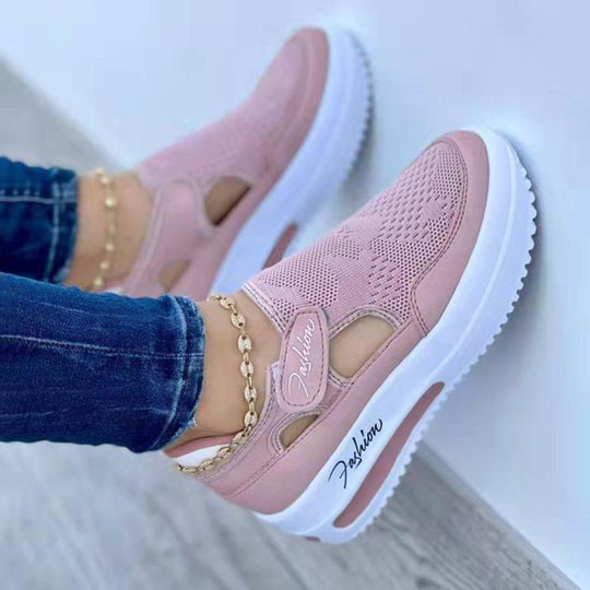 Heidi Mode | Casual Flacher Boden Atmungsaktive Klettverschluss Casual Mesh Schuhe