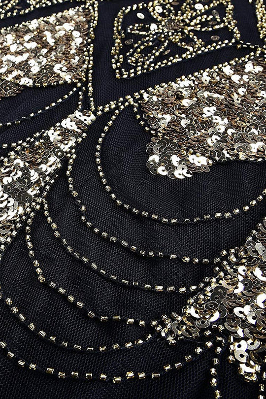 Heidi-Mode | Damen Lange Pailletten Flapper Kleid Maxi