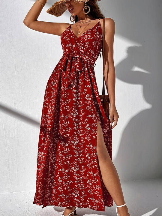 Heidi – Florales Cami-Kleid Mit Seitenschlitzen