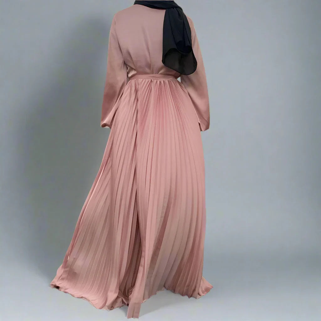 Heidi-Mode | Muslim Falten Satin Abaya Kleid Online