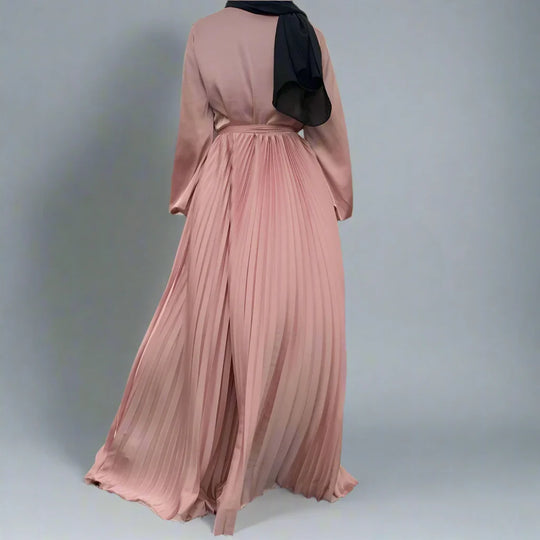 Heidi-Mode | Muslim Falten Satin Abaya Kleid Online