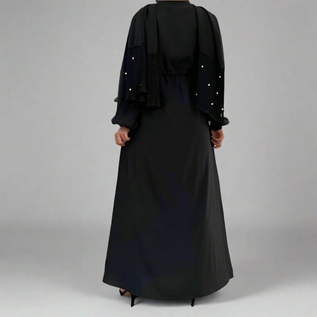 Heidi-Mode | Muslim Knopf-Up Abaya Kleid mit Stehkragen