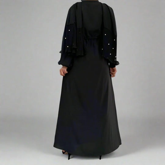 Heidi-Mode | Muslim Knopf-Up Abaya Kleid mit Stehkragen
