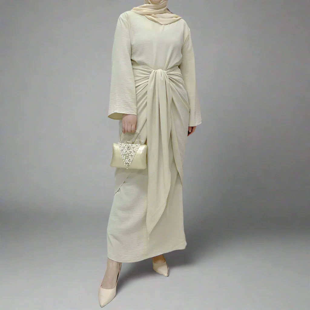 Heidi-Mode | Langarmig Wrinkle Muslimische Frauen Abaya Kleid