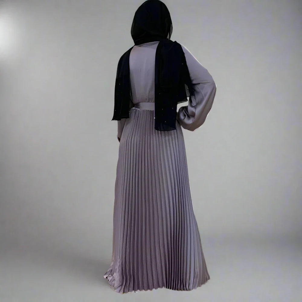 Heidi-Mode | Muslim Falten Satin Abaya Kleid Online