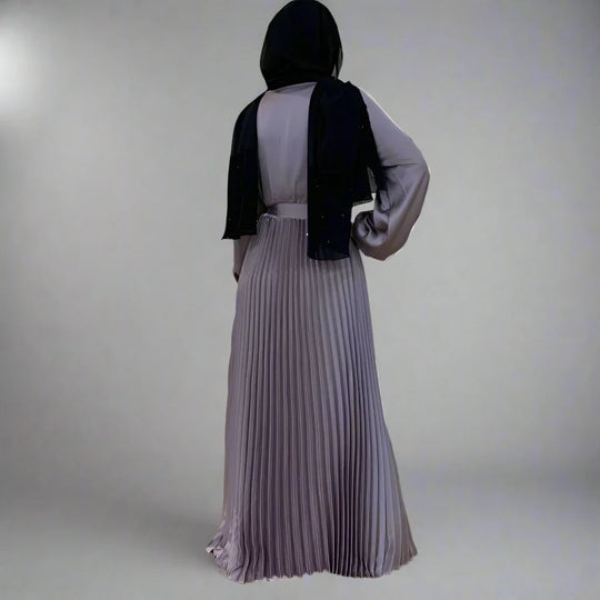 Heidi-Mode | Muslim Falten Satin Abaya Kleid Online