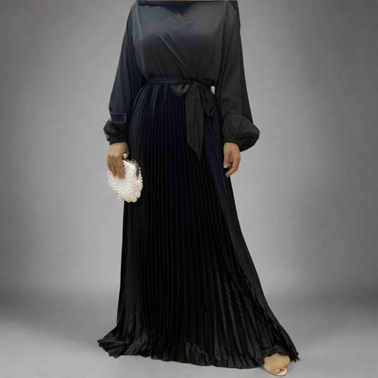 Heidi-Mode | Muslim Falten Satin Abaya Kleid Online