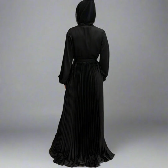 Heidi-Mode | Muslim Falten Satin Abaya Kleid Online