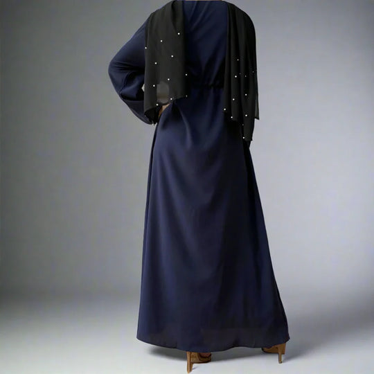 Heidi-Mode | Muslim Knopf-Up Abaya Kleid mit Stehkragen