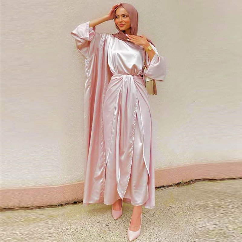 Heidi-Mode | Muslimische Frauen 4 Teile Set Abaya Kleid mit Innenkleid, Außen Abaya, Mid Wrap und Schal