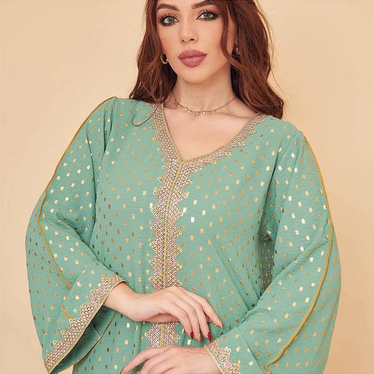 Heidi-Mode | Eid Kleid 11 Farboptionen Mittlerer Osten Türkisch Marokkanisch Frauen Bronze Luxus Kaftan Kaftan Kleid