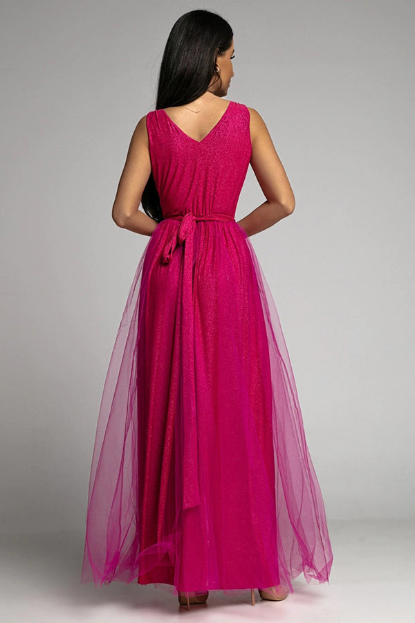Heidi-Mode | It'S My Day Light Tulle Schlitz Maxi Kleid