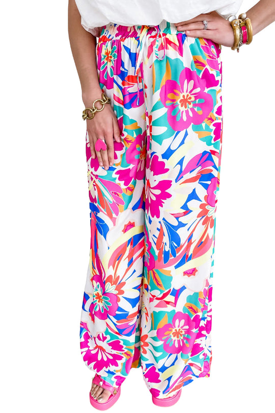 Boho-Blumenprint-Hose Mit Weitem Bein