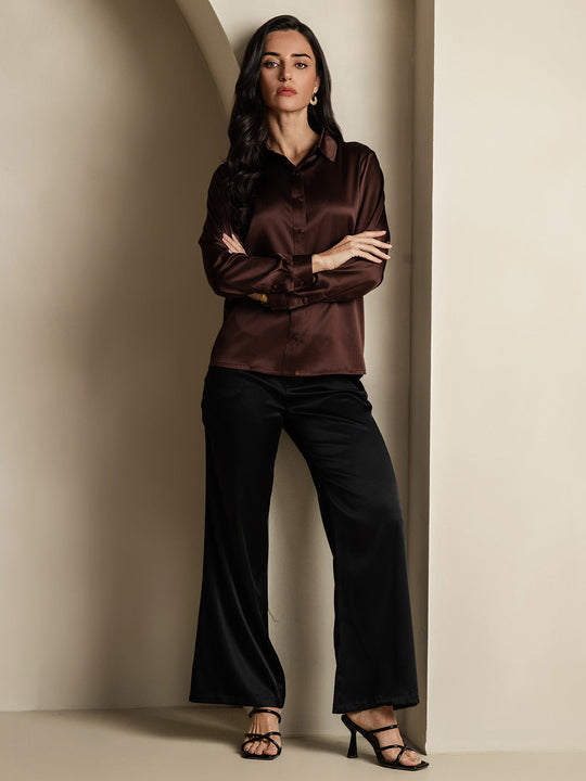 Heidi-Mode | Damen Mulberry Seide Elegant Langarmbluse