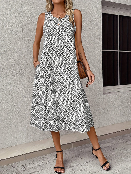 Heidi-Mode | Kleid mit Tasche und Allover-Muster Perfekt für Den Frühling und Den Sommer