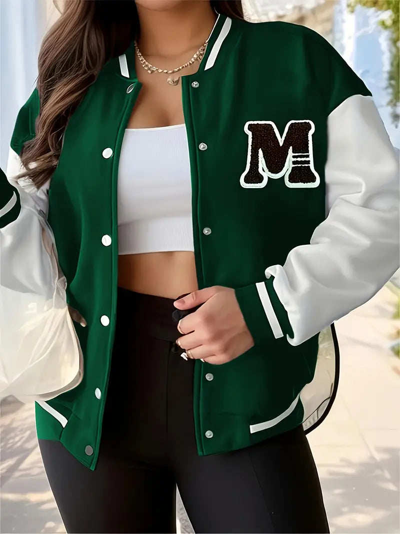 Heidi-Mode Übergroße Varsity-Bomberjacke für Damen