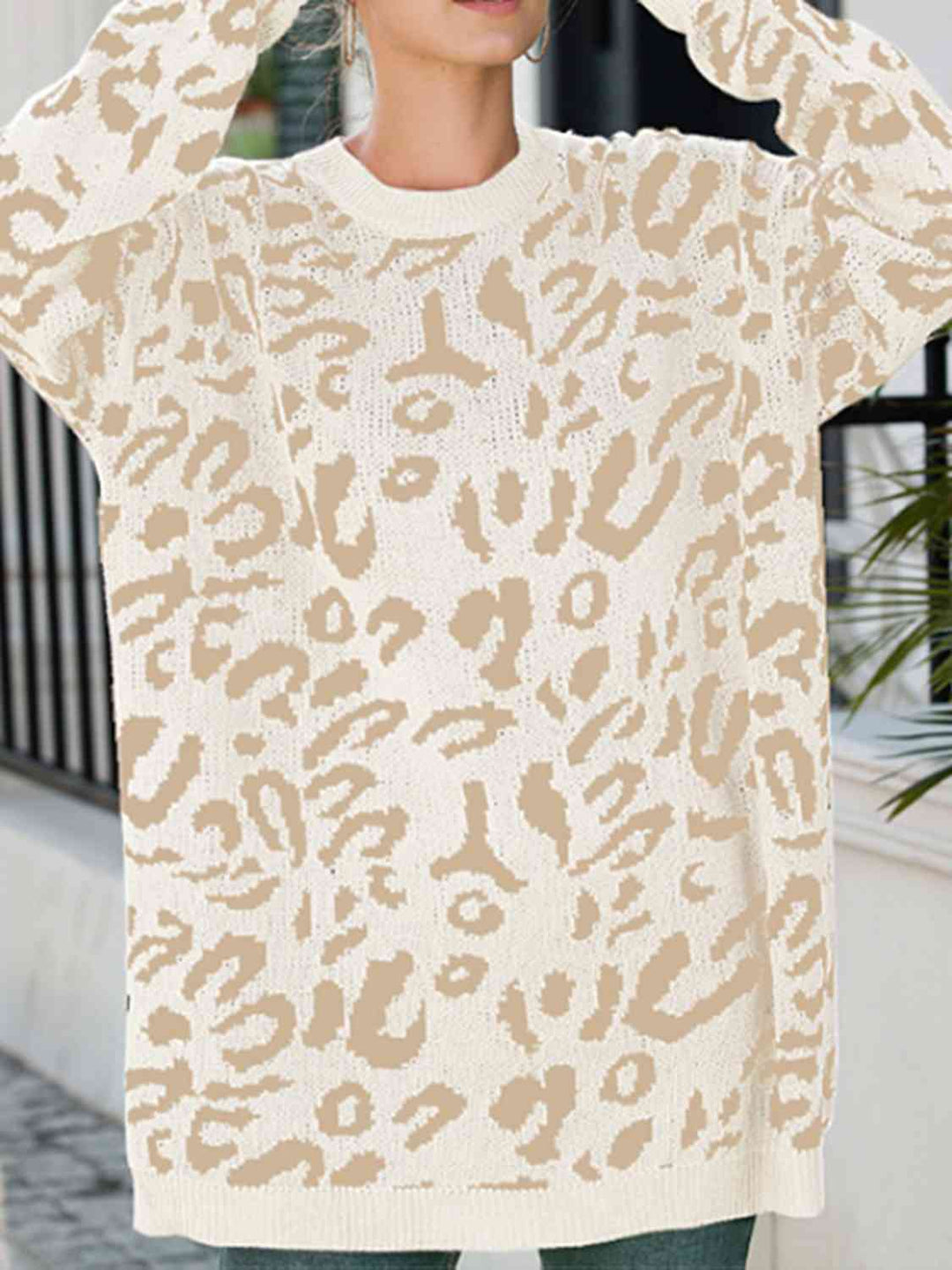 Heidi-Mode | Leopard Rundhals Tunika Pullover