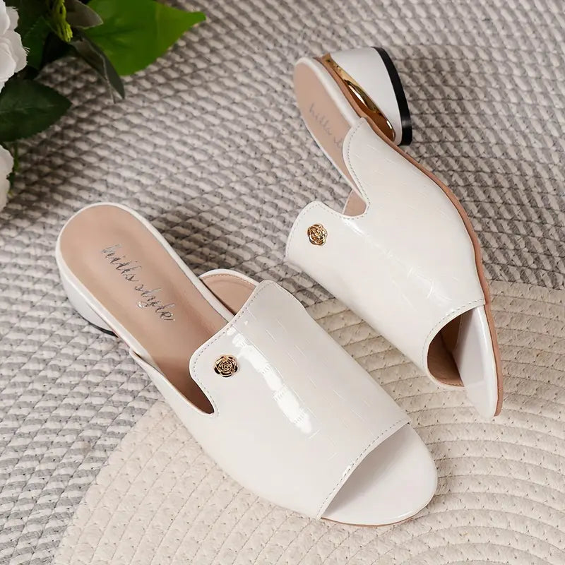 Heidi-Mode | Sandaletten mit Dicker Ferse Krokodilmuster. Elegante Stilettos mit Offenen Zehen