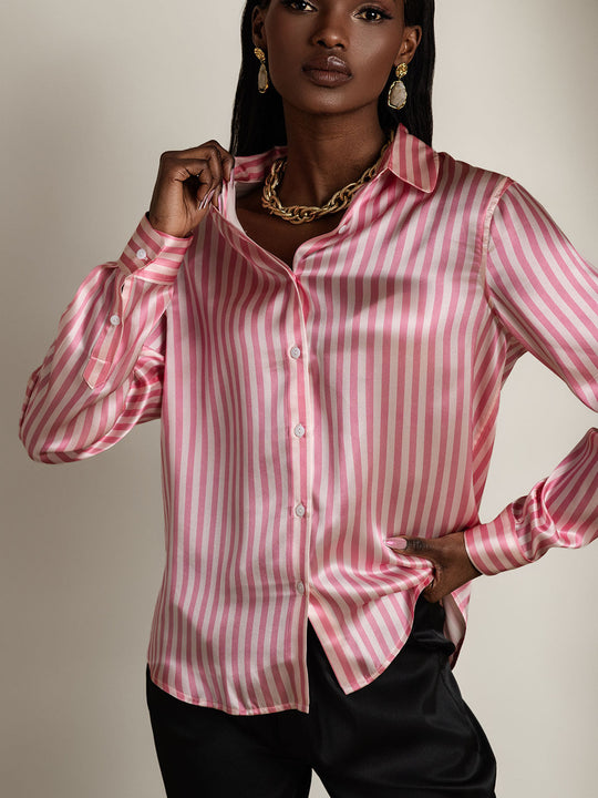 Heidi-Mode | Damen Seiden Basis Militär Revers Hemd