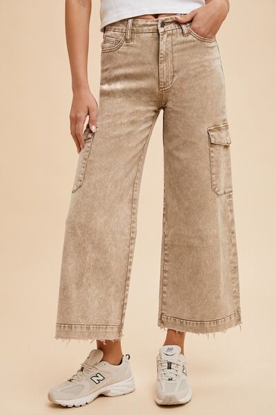 Heidi-Mode | Annie Wear Raw Hem Weite Beinform Jeans mit Cargo-Taschen