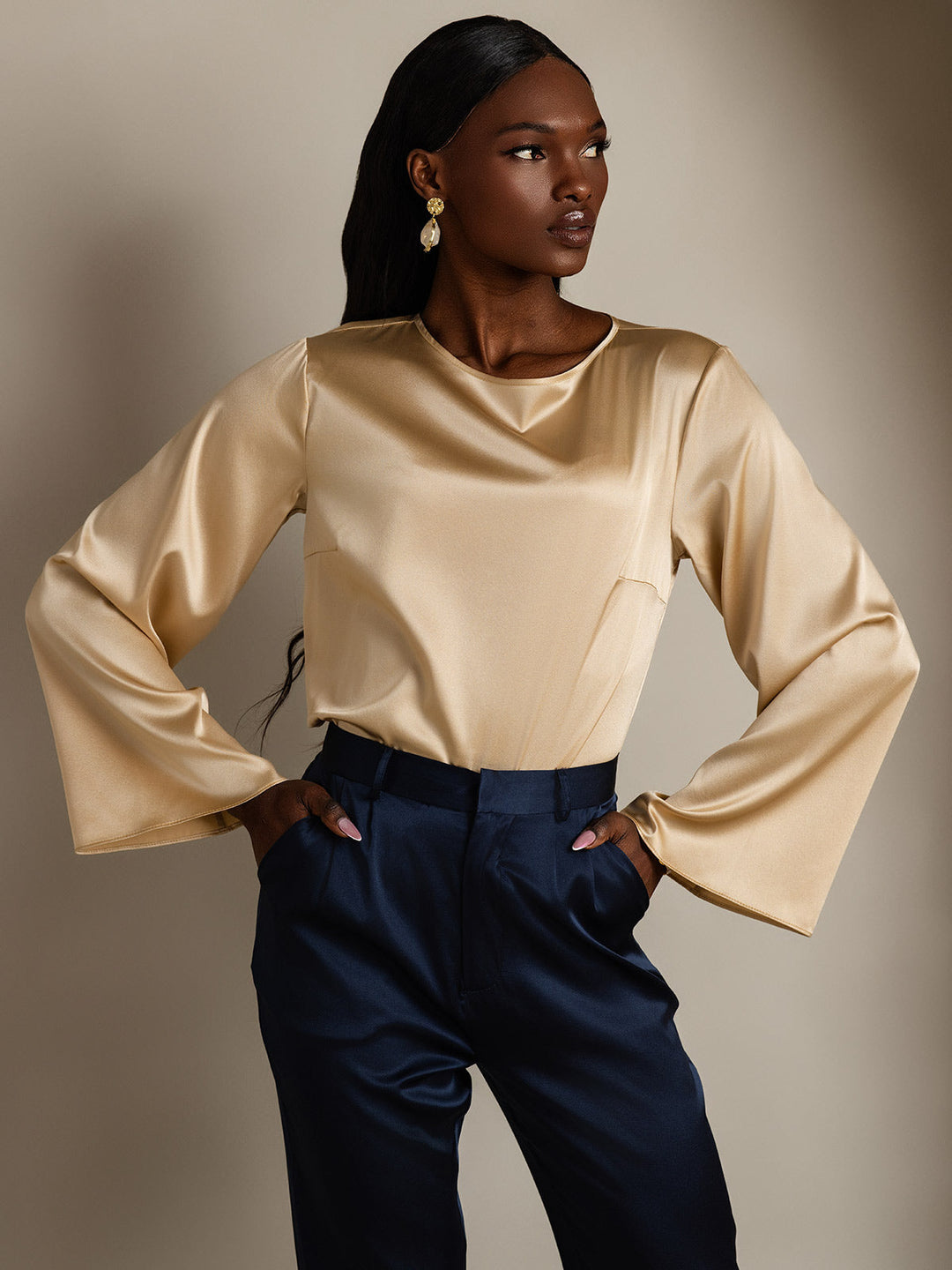Heidi-Mode | Seiden Langarm Bluse