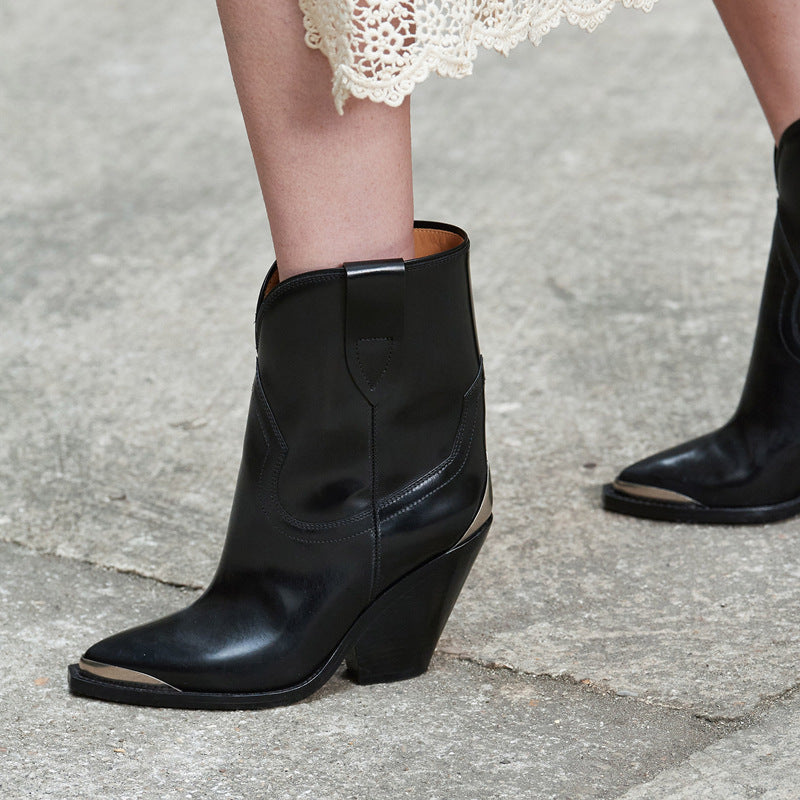 Heidi-Mode | Hohe Absätze Spitzzehen Schlichte Stiefel Übergröße Damen Reitstiefel