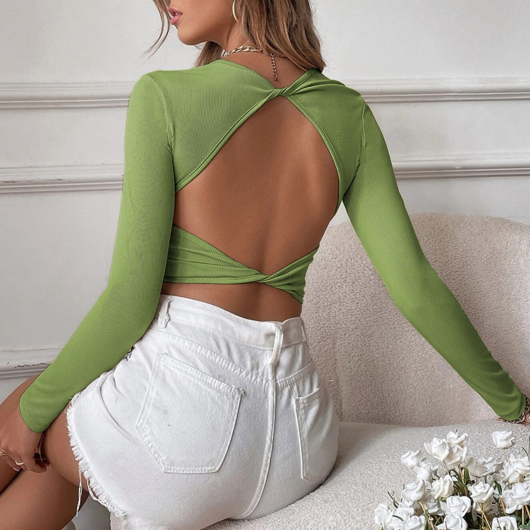 Heidi Mode | Langärmeliges Oberteil mit Neckholder-Strick