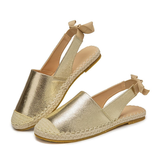 Heidi-Mode | Goldfarbene Espadrilles mit Elastischem Slingback