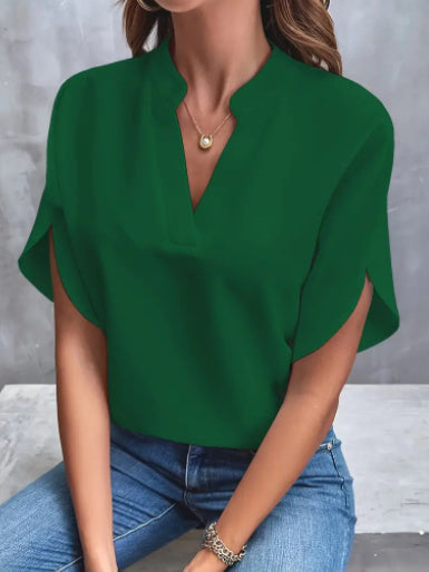 Heidi-Mode | Sommerliche Chiffon-Bluse mit V-Ausschnitt für Damen