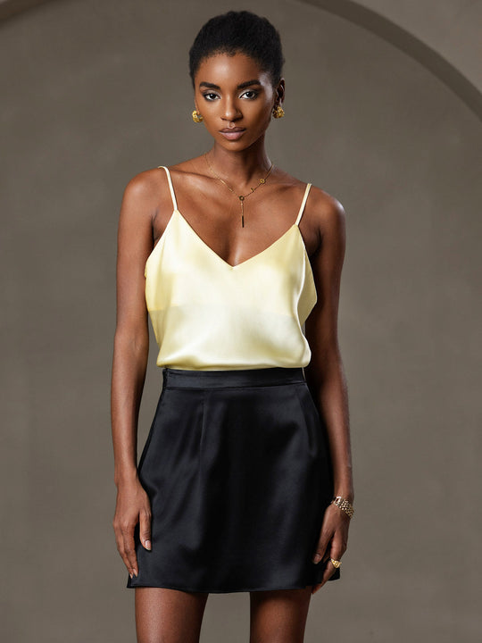 Heidi-Mode | V-Ausschnitt Reine Seide Spaghettiträger Camisole Top