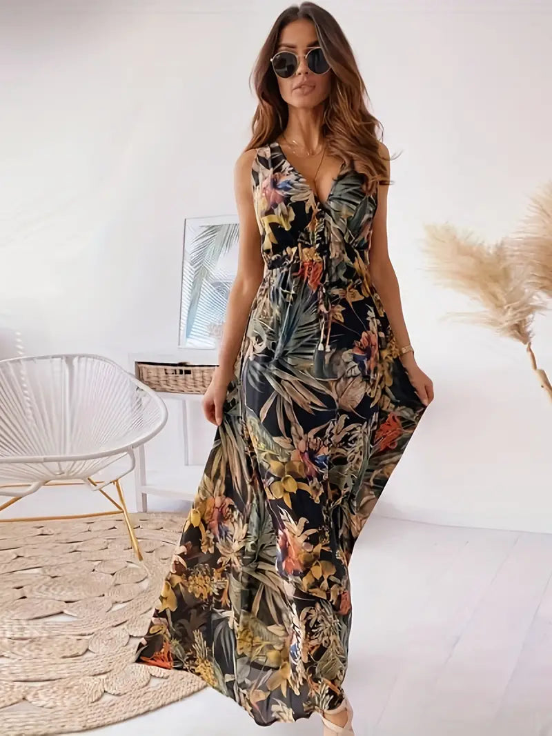 Heidi-Mode | Casual Boho Maxi-Kleid Mit Kordelzug