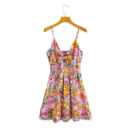 Kleid | Rosa Minikleid mit Blumendruck