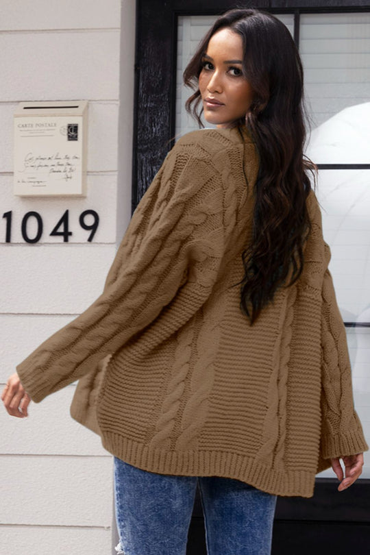 Heidi-Mode | Offene Front Zopfmuster Strickjacke