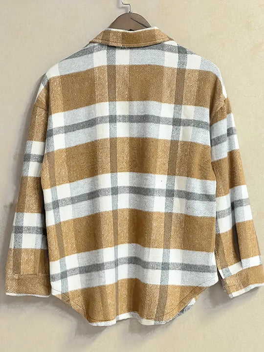 Elegante kariert Blazer mit Knöpfen und langen Ärmeln