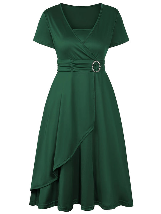 Heidi-Mode | Stilvolles Baumwollkleid mit Schmaler Passform, Asymmetrischem Saum und Bindegürtel für Damen Ideal für Den Sommer