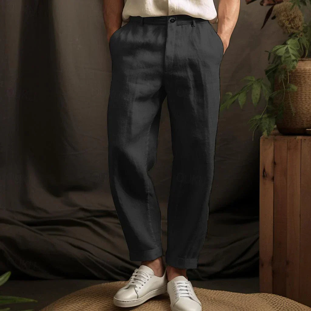 Heidi-Mode | Herren Leinenhose Luftige Sommerhose mit Regulärer Passform