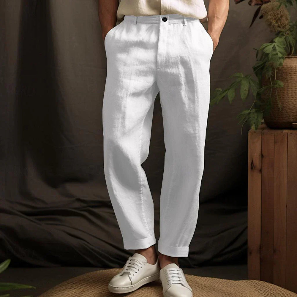 Heidi-Mode | Herren Leinenhose Luftige Sommerhose mit Regulärer Passform