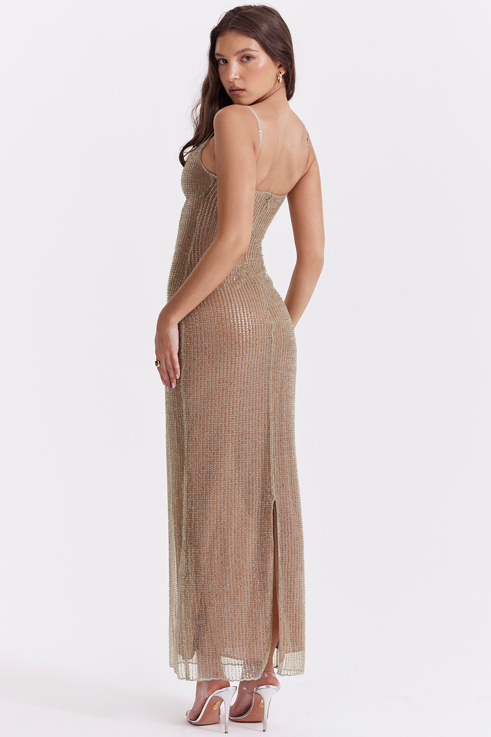 Heidi-Mode | Maxikleid mit café au lait Perlen