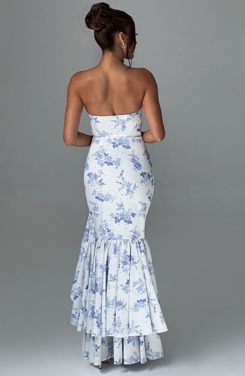 Heidi-Mode | Maxi Kleid Blauer Floral Druck