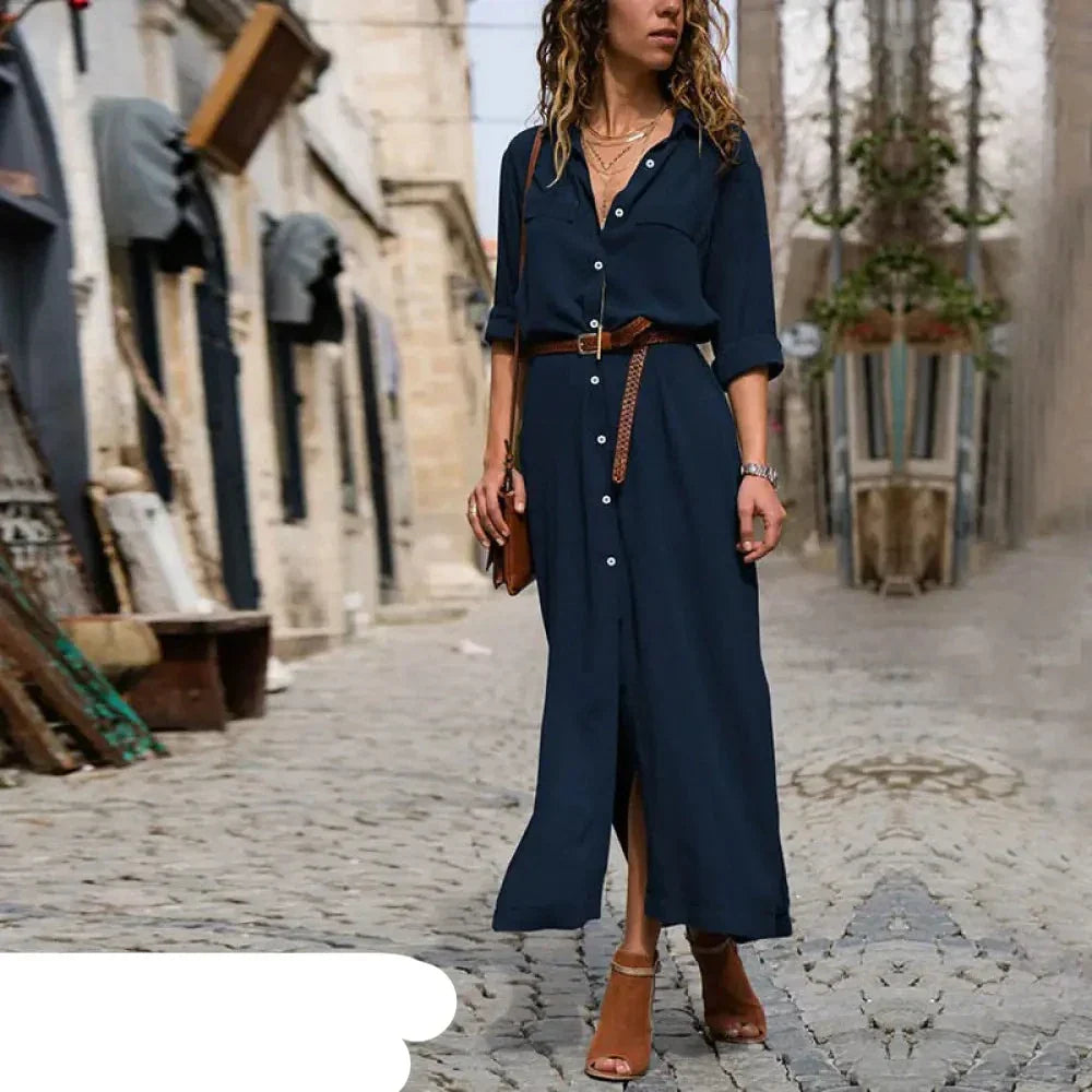 Heidi-Mode | Lässiges Hemdkleid Mit Knöpfen