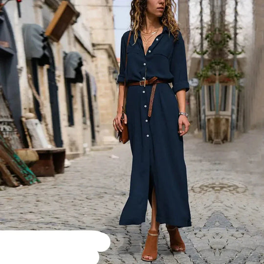 Heidi-Mode | Lässiges Hemdkleid Mit Knöpfen