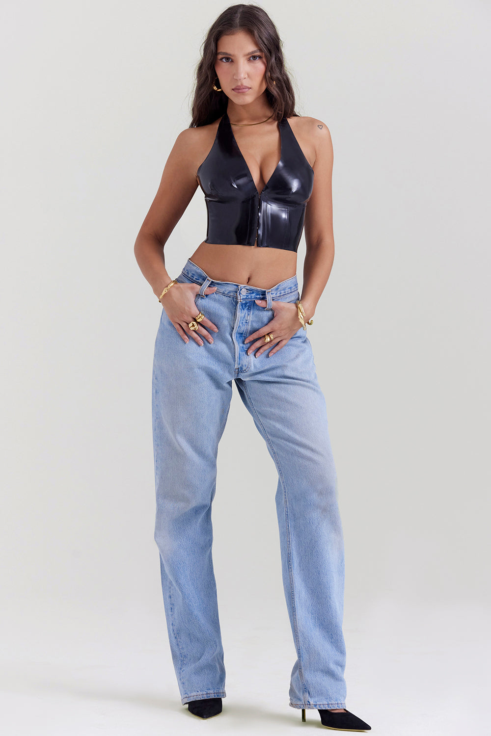 Heidi-Mode | Schwarzes Latex Grime Top