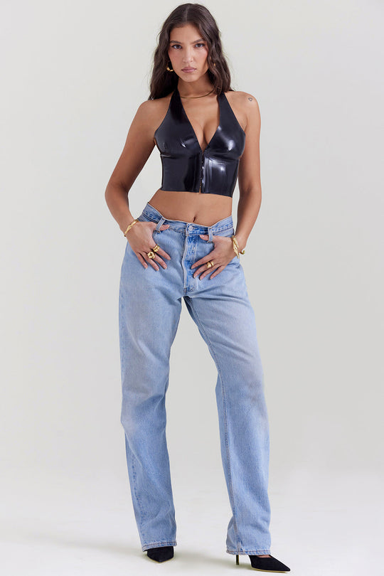 Heidi-Mode | Schwarzes Latex Grime Top