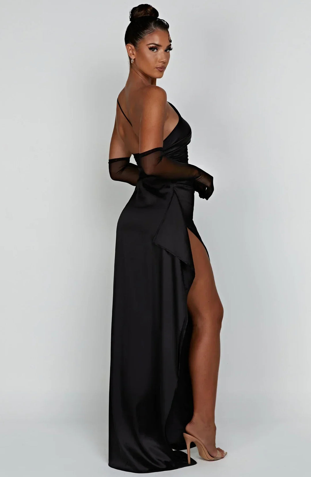 Mode Dress | Geplooide Satijnen Split Jurk