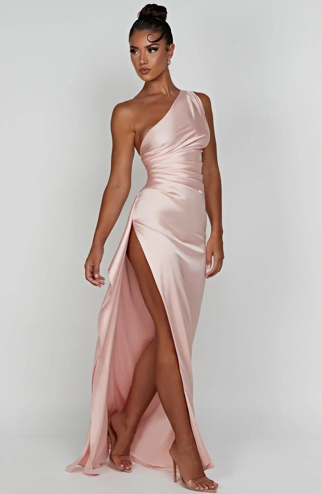 Mode Dress | Geplooide Satijnen Split Jurk