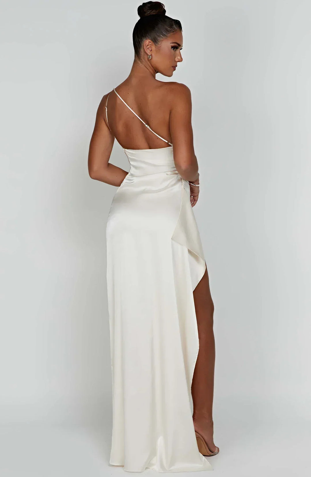 Mode Dress | Geplooide Satijnen Split Jurk