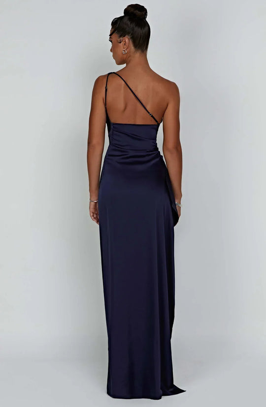 Mode Dress | Geplooide Satijnen Split Jurk
